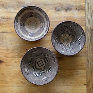 Set of 3 Zulu Handmade Grass Hanging Baskets